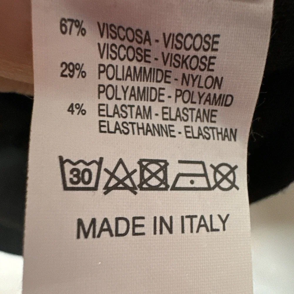 Ferrante Italian Dress Sz XS Rhinestone Detail Black Viscose Made In Italy NWT - Picture 15 of 15